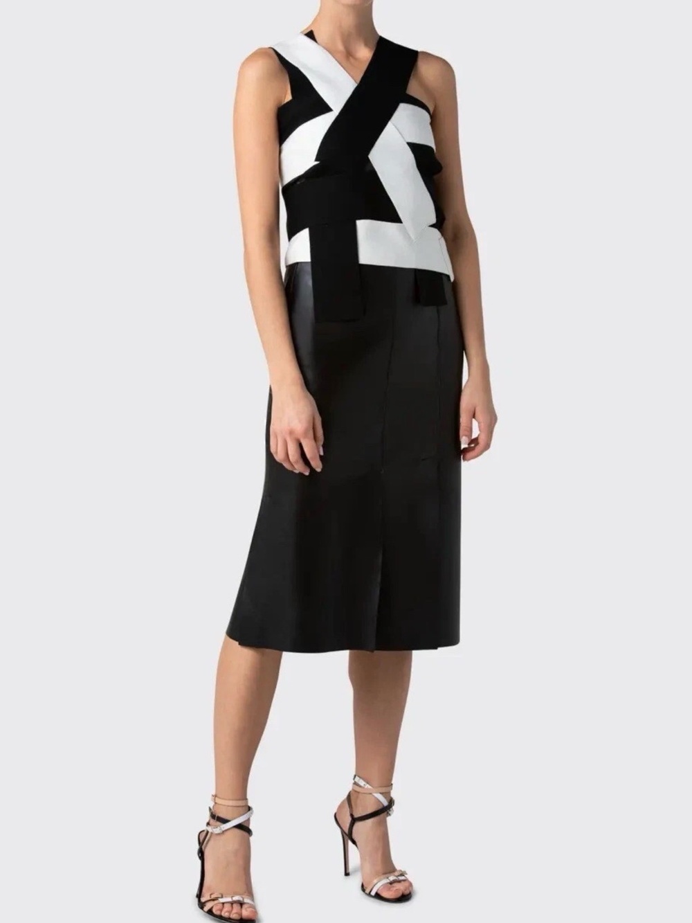 AKRIS Women’s Black White Stretch Banded Tank Top NWT Medium